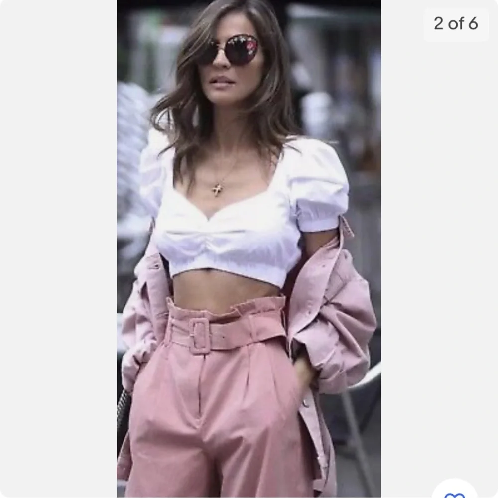 Zara Pink Belted Pants - Picture 1 of 9